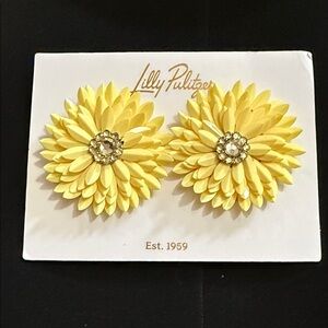 Lilly Pulitzer Yellow Slice of Sunshine Floral StatementEarrings NWT